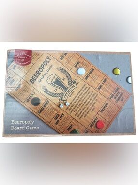 Beeropoly Drinking Game Board - Wood Tone with Multicolor Caps
